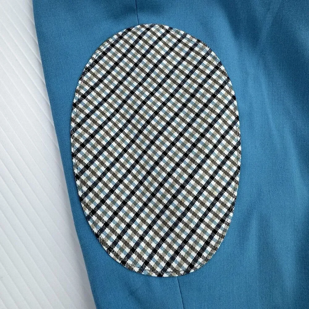 Paisley & Gray 48R Blue Sport Coat Blazer Floral Lining Elbow Patch Slim Fit